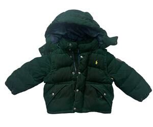 Polo Ralph Lauren Kid's Boy's Green Convertible Corduroy 2T Down Jacket Toddler